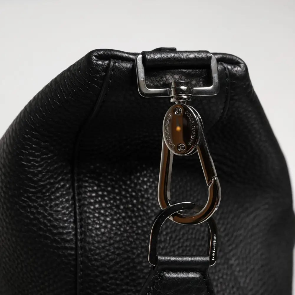 Dolce & Gabbana Black Calfskin Leather Hand Shoulder Duffle Bag