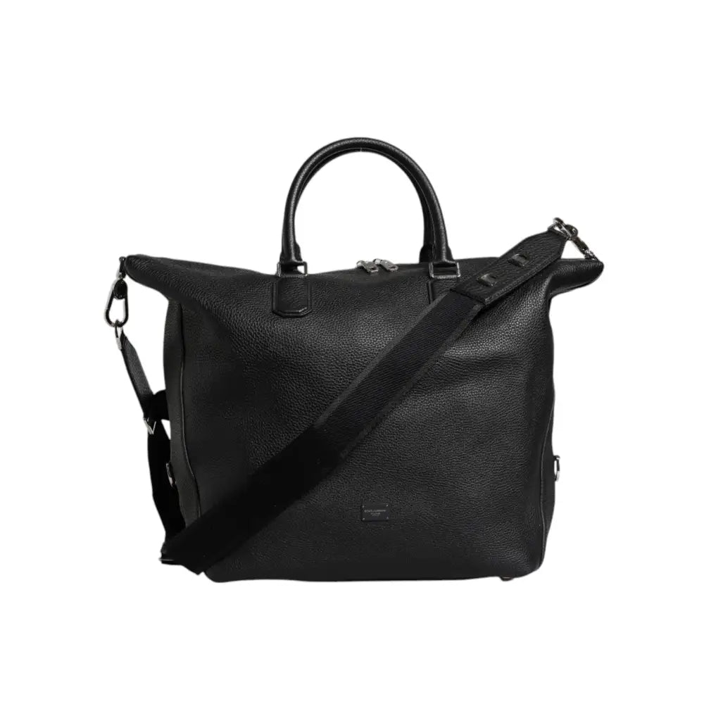 Dolce & Gabbana Black Calfskin Leather Hand Shoulder Duffle Bag