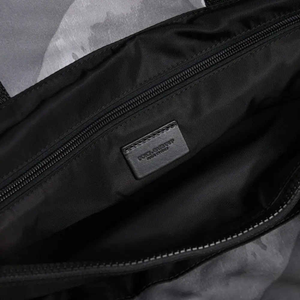 Dolce & Gabbana Black Camouflage Shoulder Strap Logo Plaque Bag