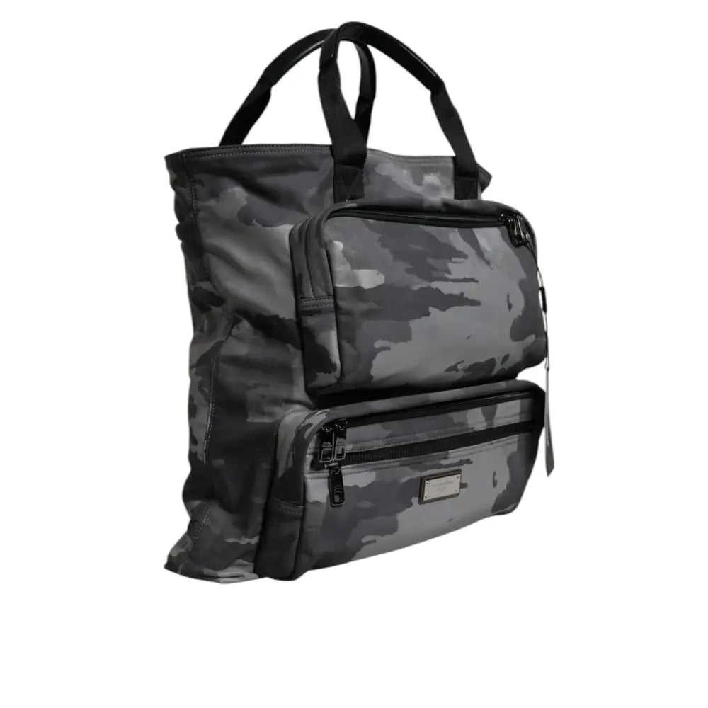 Dolce & Gabbana Black Camouflage Shoulder Strap Logo Plaque Bag