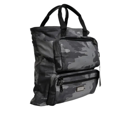 Dolce & Gabbana Black Camouflage Shoulder Strap Logo Plaque Bag