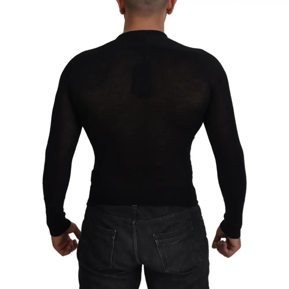 Dolce & Gabbana Black Cashmere Button Pullover Sweater