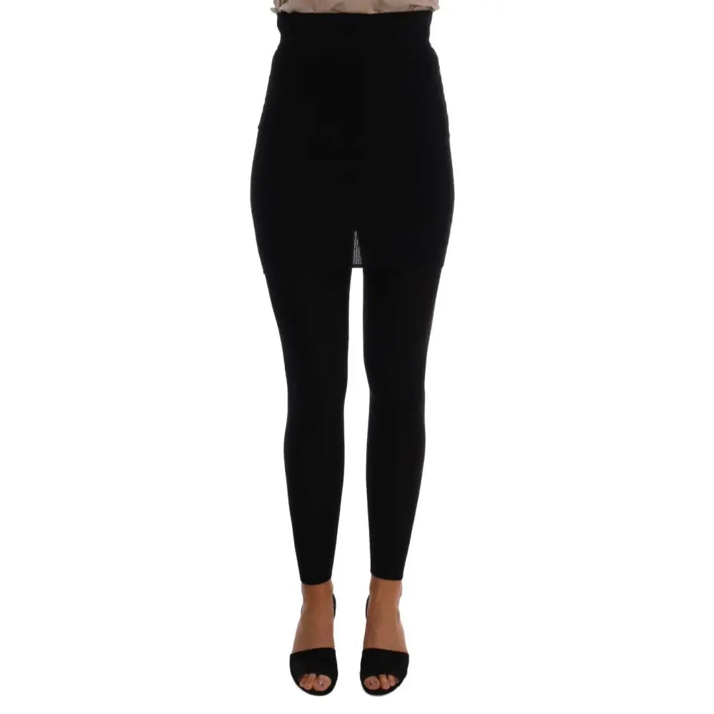 Dolce & Gabbana Black Cashmere Silk Stretch Tights Stockings
