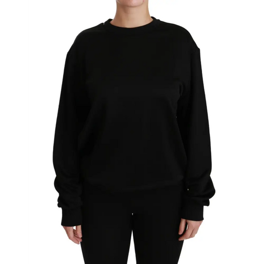Sort rund hals Dolce & Gabbana sort bomuldssweater, outlet mærkevarer, 100% originale brands