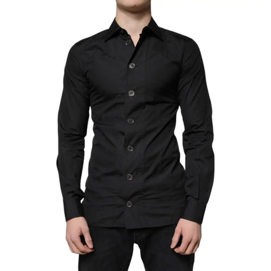 Dolce & Gabbana Black Cotton Formal Long Sleeves Dress Shirt
