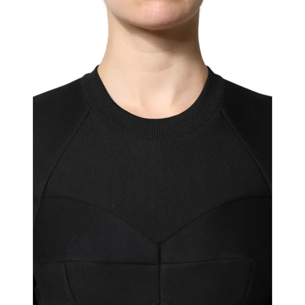 Dolce & Gabbana Black Cotton Long Sleeves A-line Mini Dress