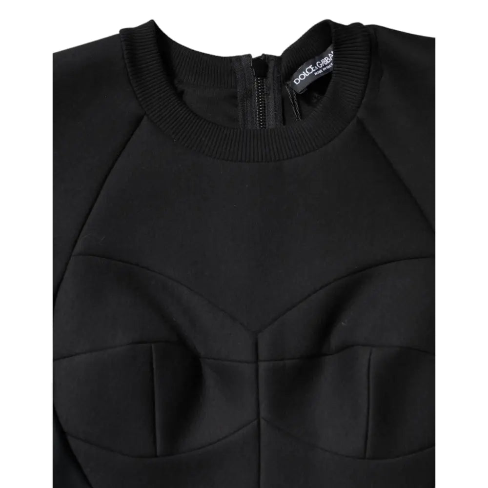 Dolce & Gabbana Black Cotton Long Sleeves A-line Mini Dress