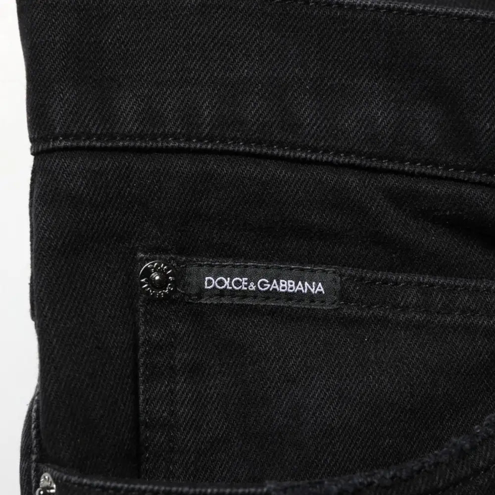 Dolce & Gabbana Black Cotton Regular Denim Men Trouser Jeans