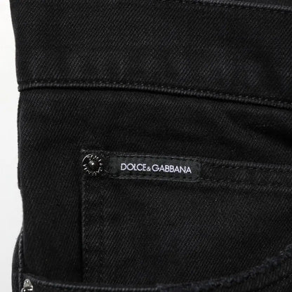 Dolce & Gabbana Black Cotton Regular Denim Men Trouser Jeans