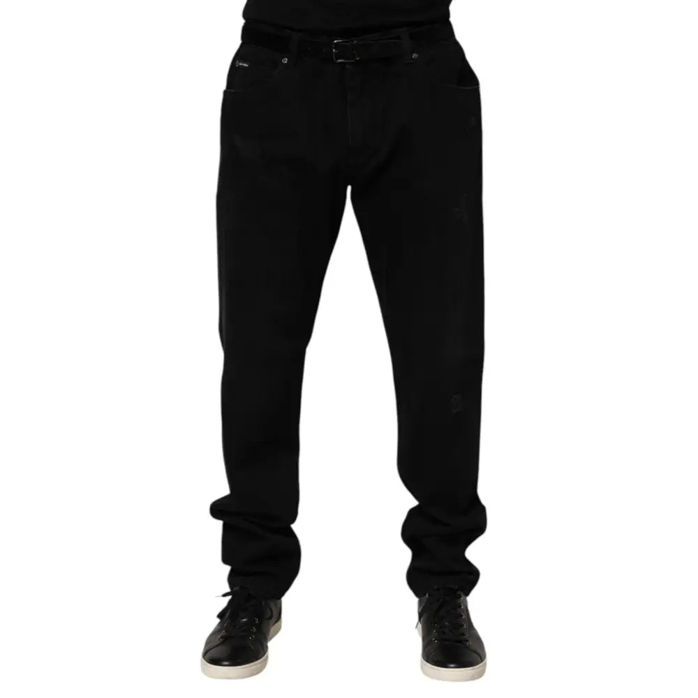 Dolce & Gabbana Black Cotton Regular Denim Men Trouser Jeans