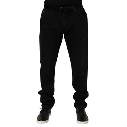 Dolce & Gabbana Black Cotton Regular Denim Men Trouser Jeans