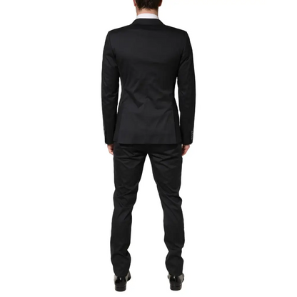 Dolce & Gabbana Black Cotton Single Breasted 2 Piece Suit - Jakkesæt