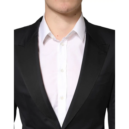 Dolce & Gabbana Black Cotton Single Breasted 2 Piece Suit - Jakkesæt