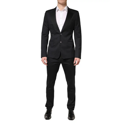 Dolce & Gabbana sort bomuldssuit med moderne snit og subtil glans. Spar 30-70% på mode