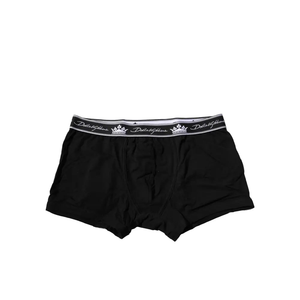 Dolce & Gabbana Black Cotton Stretch Regular Boxer Underwear