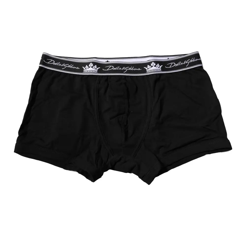 Dolce & Gabbana Black Cotton Stretch Regular Boxer Underwear