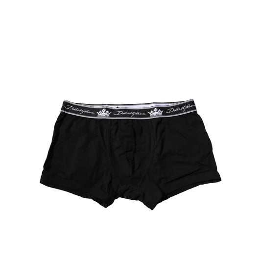 Dolce & Gabbana Black Cotton Stretch Regular Boxer Underwear