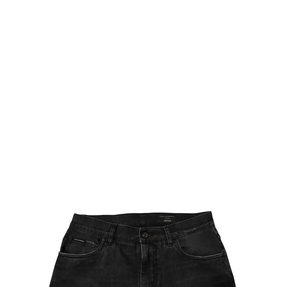 Dolce & Gabbana Black Cotton Stretch Skinny Men Denim Jeans