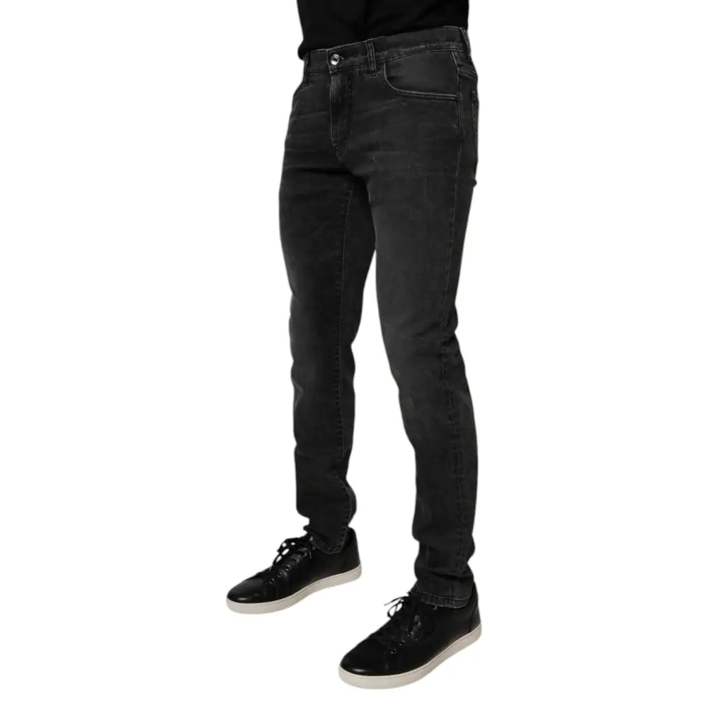 Dolce & Gabbana Black Cotton Stretch Skinny Men Denim Jeans
