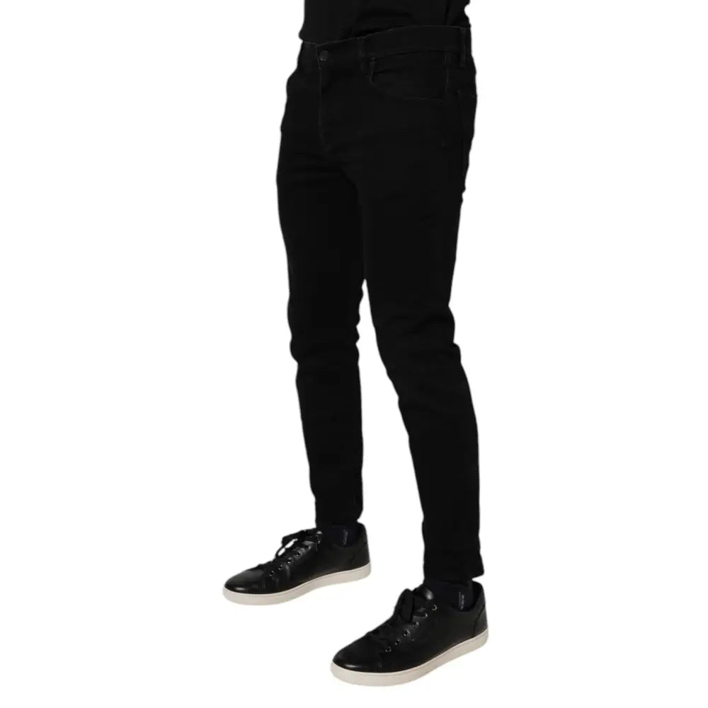 Dolce & Gabbana Black Cotton Stretch Skinny Men Denim Jeans