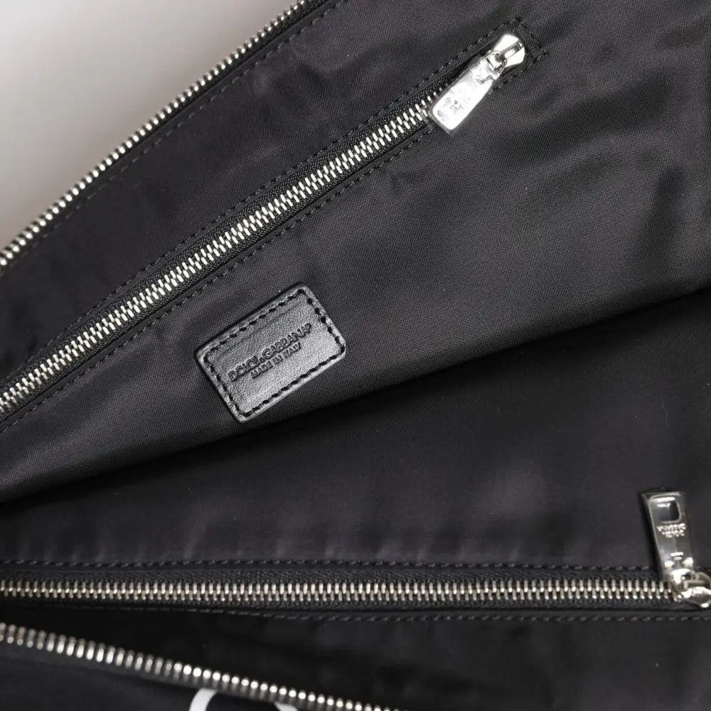 Dolce & Gabbana Black DG Milano Print Nylon Pouch Clutch Bag