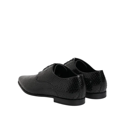 Dolce & Gabbana sorte eksotiske læder snørebånd derby sko med perforeret mønster