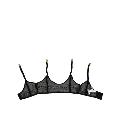 Dolce & Gabbana Black Floral Lace Nylon Strap Garter Underwear