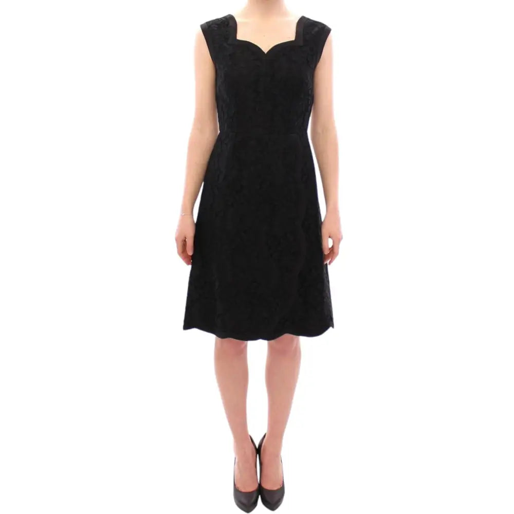 Dolce & Gabbana Black floral lace sicily runway dress
