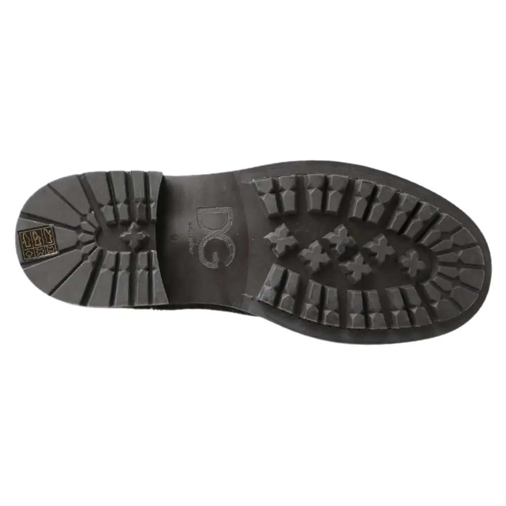 Dolce & Gabbana sorte grå læder ankelstøvler med sort gummisål og dybt mønster