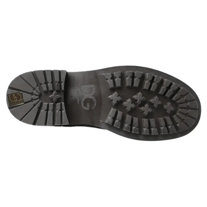 Dolce & Gabbana sorte grå læder ankelstøvler med sort gummisål og dybt mønster