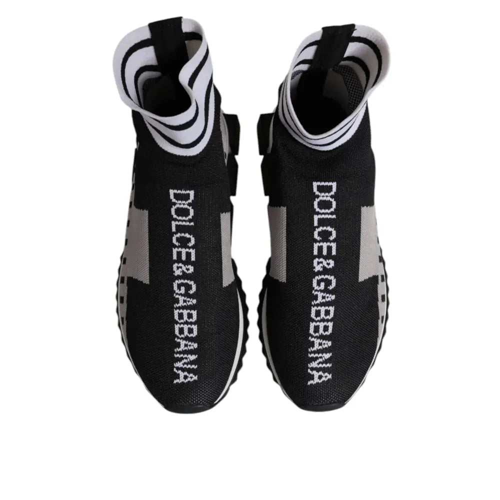 Dolce & Gabbana Black Gray Sorrento Socks Women Sneakers Shoes