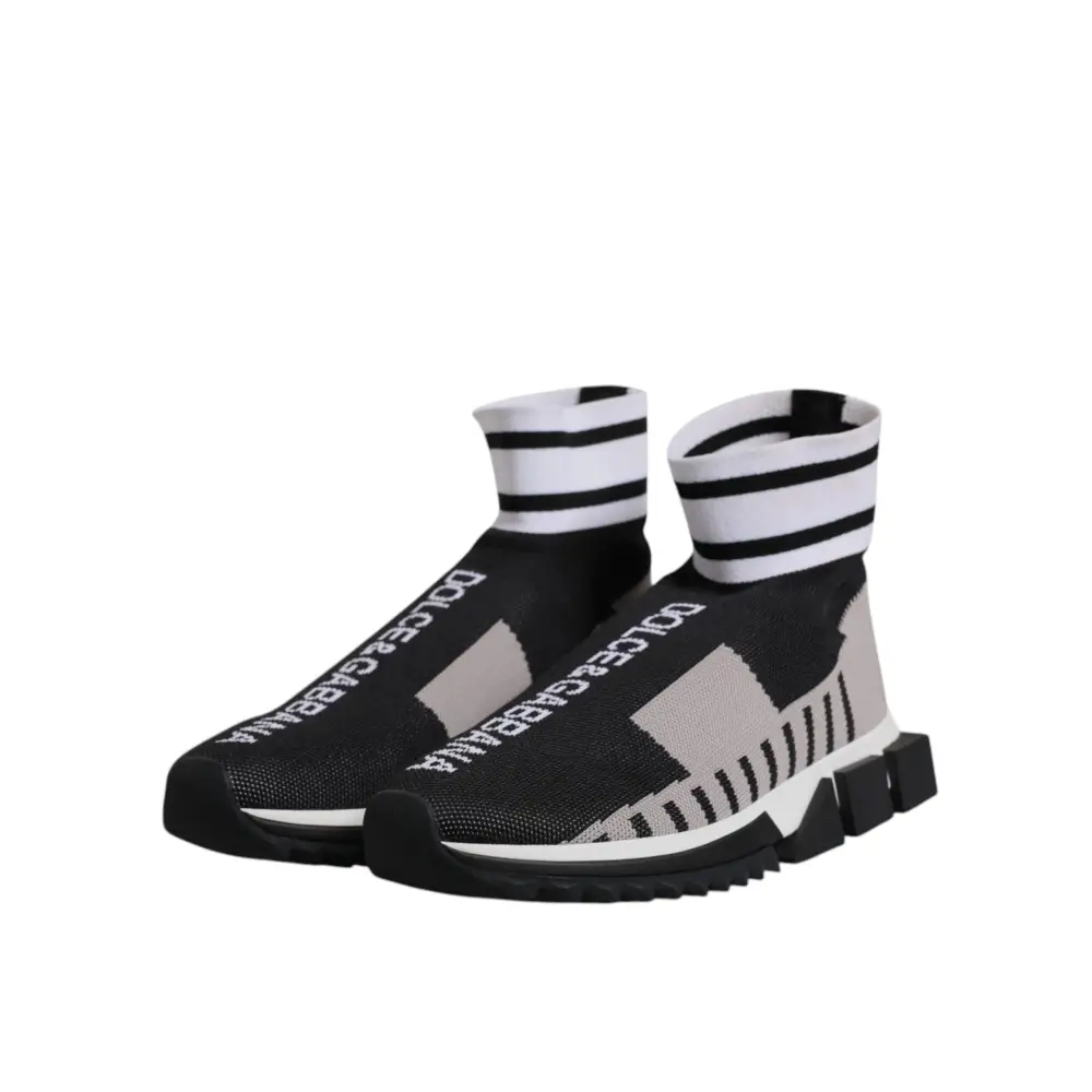 Dolce & Gabbana gabbana black grå Sorrento sokkesneakers med hvide striber