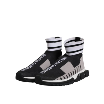 Dolce & Gabbana gabbana black grå Sorrento sokkesneakers med hvide striber