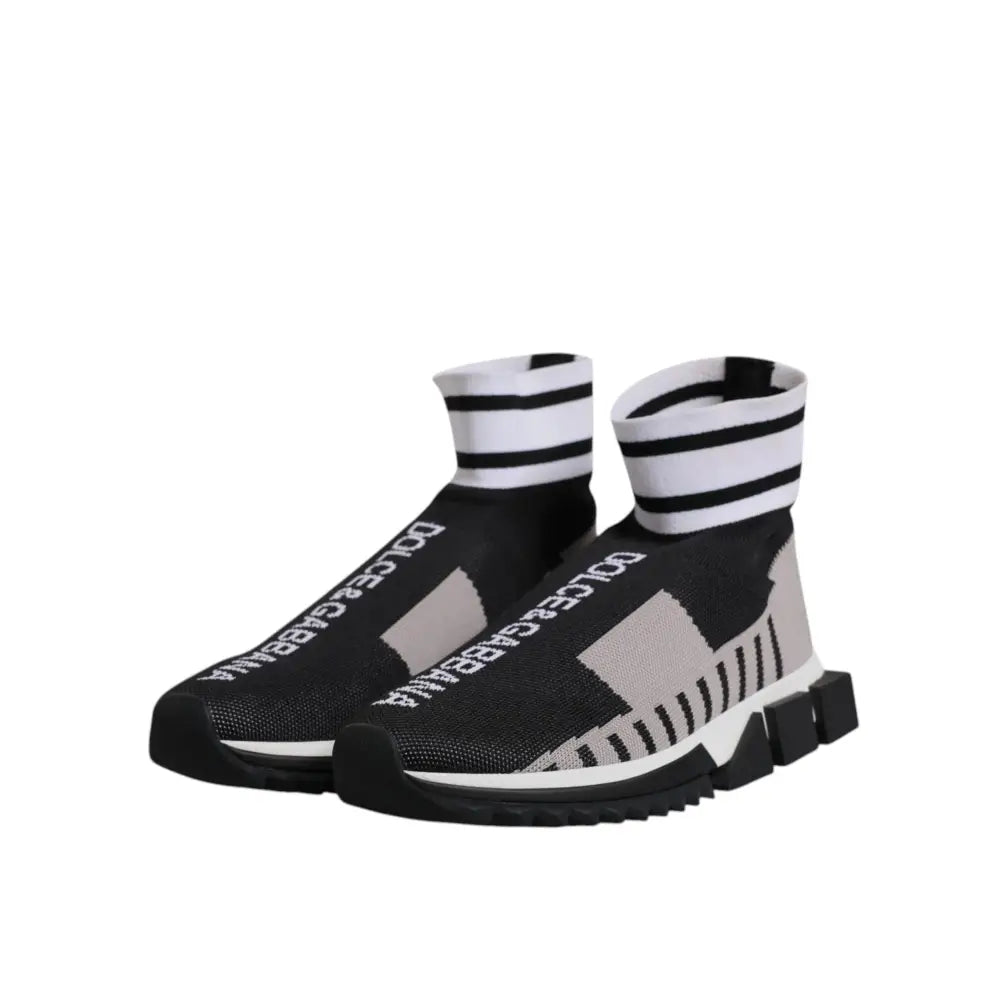 Dolce & Gabbana Black Gray Sorrento Socks Women Sneakers Shoes