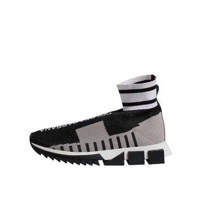 Dolce & Gabbana black gray Sorrento sokkesneakers med geometrisk mønster