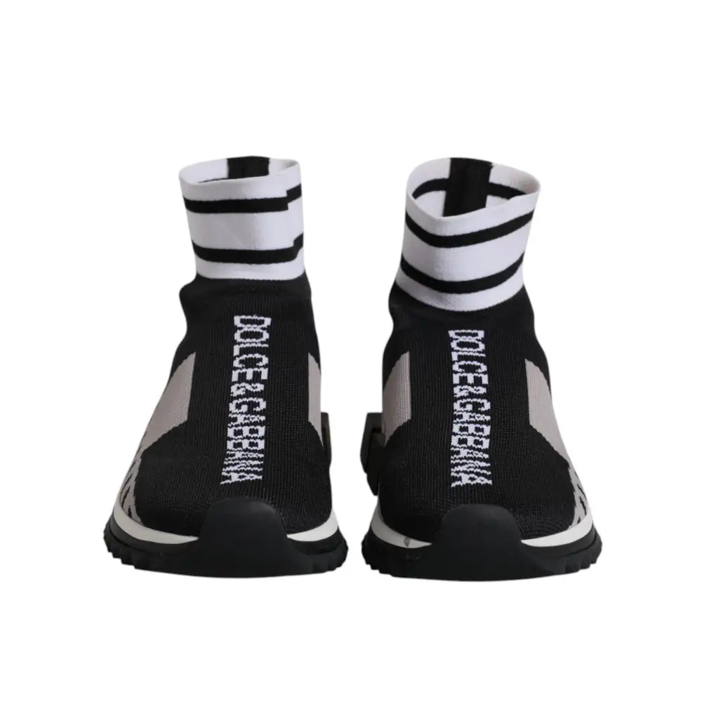 Dolce & Gabbana Black Gray Sorrento Socks Women Sneakers Shoes