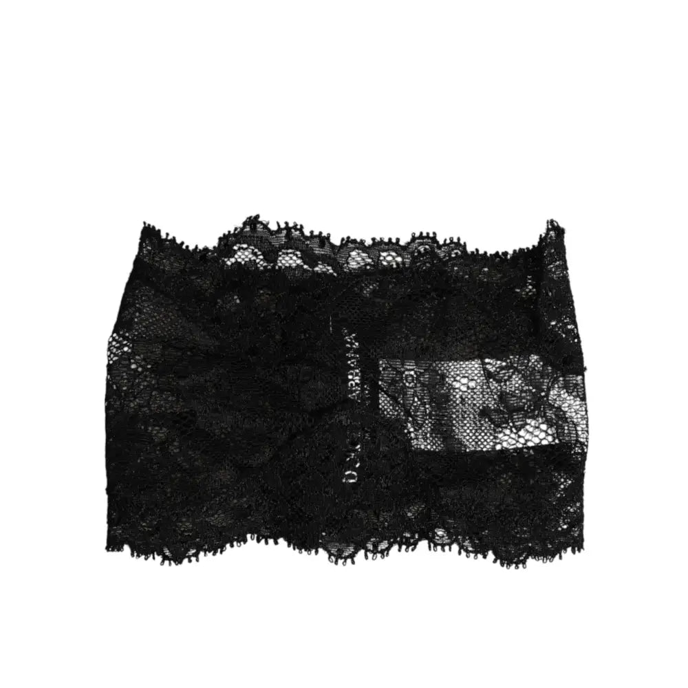 Dolce & Gabbana Black Lace Bandeau Bustier Top Sheer Stretch Underwear