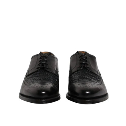 Dolce & Gabbana Black Leather Derby Wingtip Lace Up Formal Dress Shoes