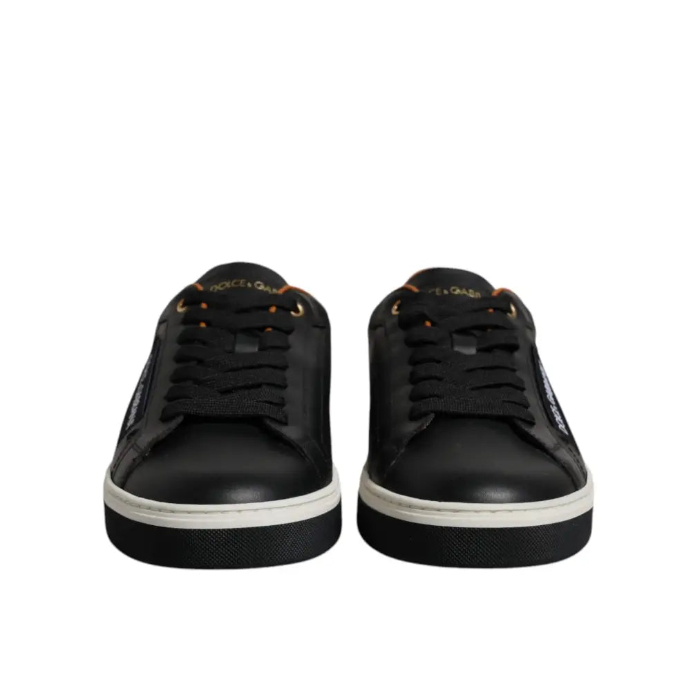 Dolce & Gabbana Black Leather Low Top Men Sneakers Shoes
