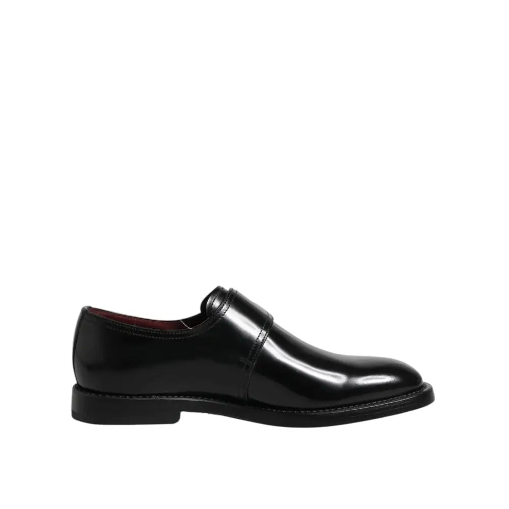 Dolce & Gabbana Black Leather Monk Strap Derby Formal Shoes
