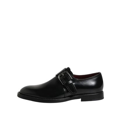 Dolce & Gabbana Black Leather Monk Strap Derby Formal Shoes