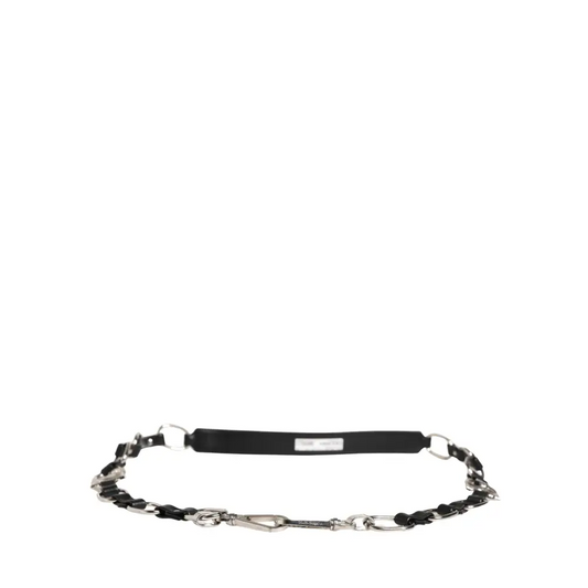 Dolce & Gabbana gabbana black leather strap with silver chain clasp