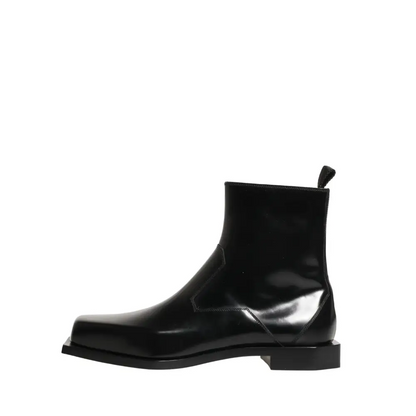 Dolce & Gabbana Black Leather Zip Closure Ankle Boots Shoes - Ankelstøvler