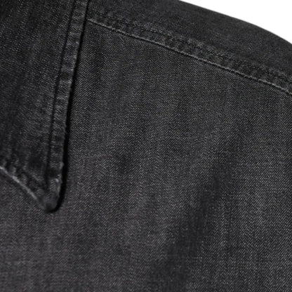 Dolce & Gabbana Black Logo Cotton Button Down Denim Shirt