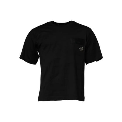 Dolce & Gabbana gabbana black logo patch crew neck t-shirt med broderet kat-logo