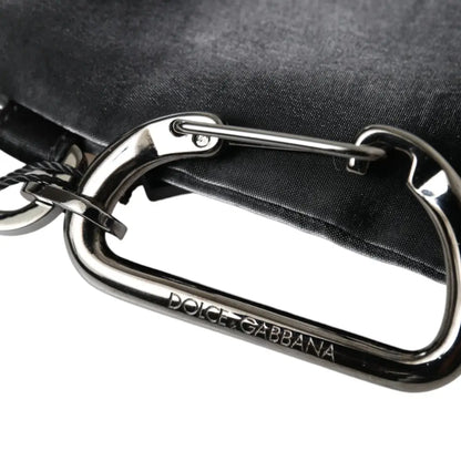 Dolce & Gabbana Black Nylon Logo Plaque Keyring Pouch Clutch Bag