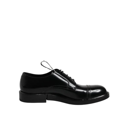 Dolce & Gabbana Black Patent Leather Derby Lace Up Formal Dress Shoes
