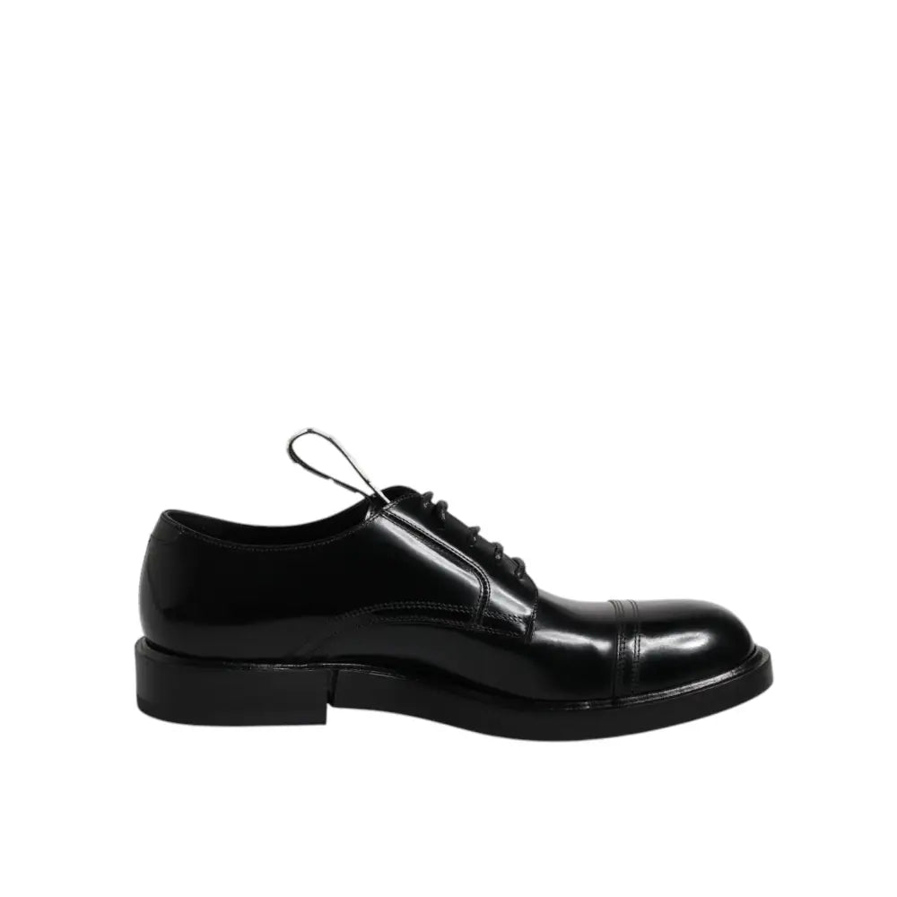 Dolce & Gabbana Black Patent Leather Derby Lace Up Formal Dress Shoes