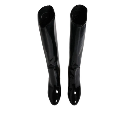 Dolce & Gabbana Black Patent Leather Vally High Boots Shoes - Støvler