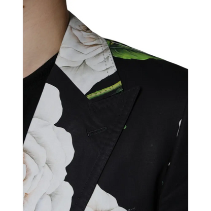 Dolce & Gabbana Black Rose Cotton Men Formal 2 Piece Suit - Jakkesæt